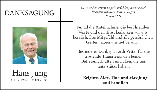 Traueranzeige von Hans Jung von Darmstädter Echo