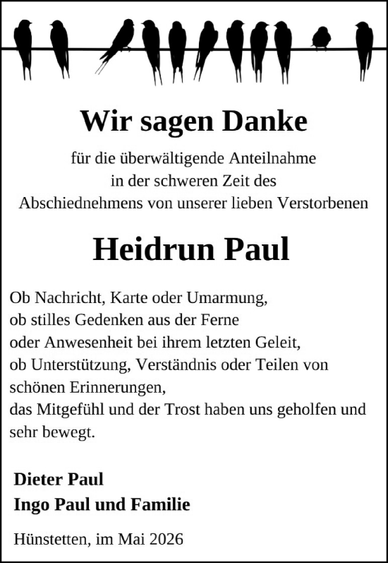 Traueranzeige von Heidrun Paul von Idsteiner Land/Untertaunus