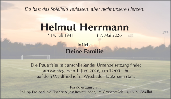 Traueranzeige von Helmut Herrmann von Wiesbadener Kurier
