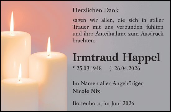 Traueranzeige von Irmtraud Happel von Hinterländer Anzeiger