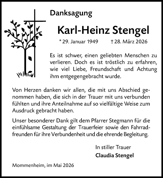 Traueranzeige von Karl-Heinz Stengel von Allgemeine Zeitung Mainz