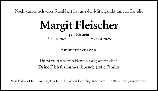 Traueranzeige von Margit Fleischer von Wiesbadener Kurier
