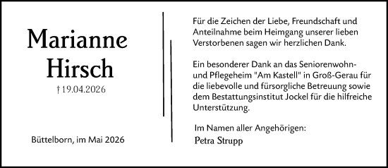 Traueranzeige von Marianne Hirsch von Groß-Gerauer Echo
