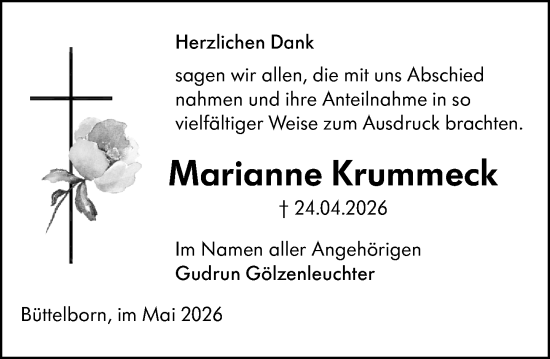 Traueranzeige von Marianne Krummeck von Groß-Gerauer Echo