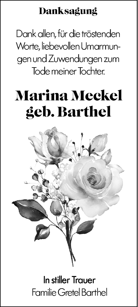 Traueranzeige von Marina Meckel von Dill Block