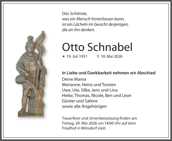 Traueranzeige von Otto Schnabel von Idsteiner Land/Untertaunus