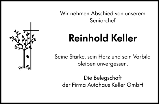 Traueranzeige von Reinhold Keller von Darmstädter Echo
