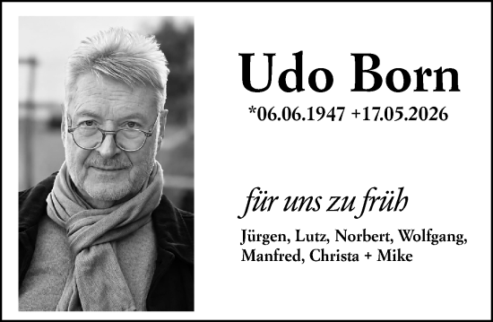 Traueranzeige von Udo Born von Wiesbadener Kurier