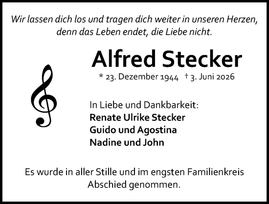 Traueranzeige von Alfred Stecker von Allgemeine Zeitung Mainz