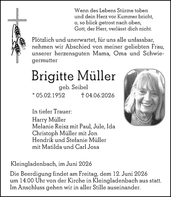 Traueranzeige von Brigitte Müller von Hinterländer Anzeiger