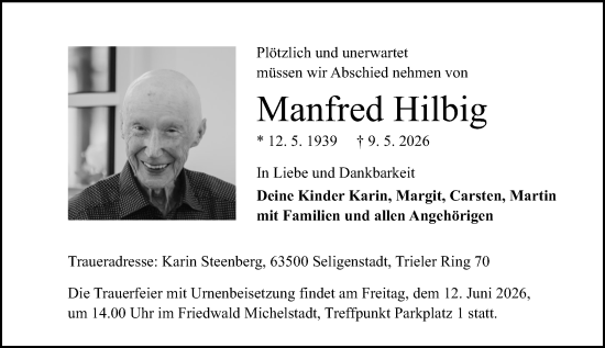 Traueranzeige von Manfred Hilbig 