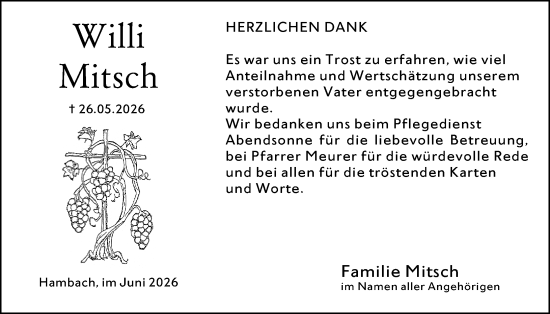 Traueranzeige von Willi Mitsch von Starkenburger Echo