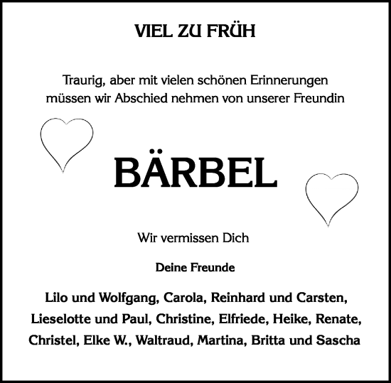 Traueranzeige von Bärbel Evermann von Wiesbadener Kurier