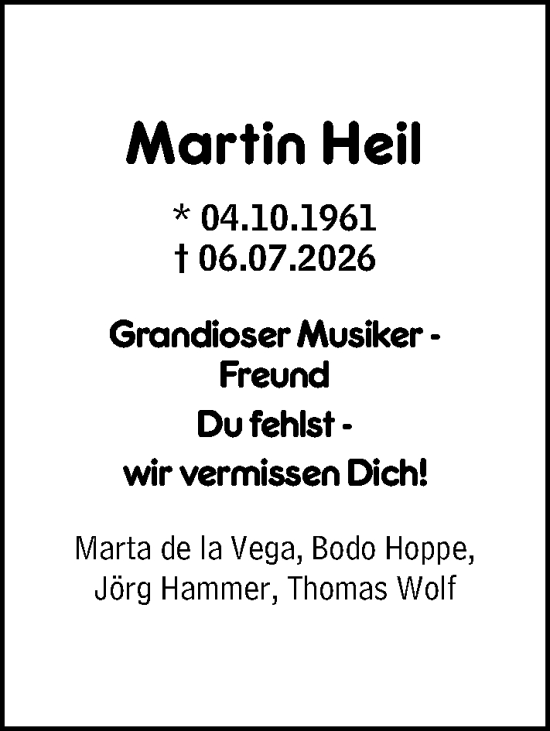 Traueranzeige von Martin Heil von Wetzlarer Neue Zeitung