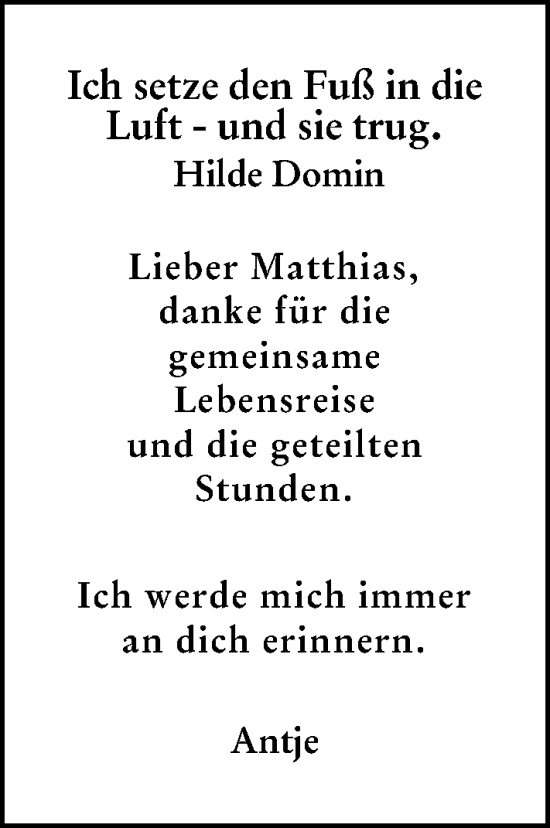 Traueranzeige von Matthias Itzel von Darmstädter Echo