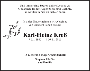 Traueranzeige von Karl-Heinz Kreß 
