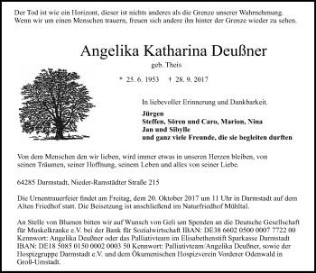 Traueranzeige von Angelika Katharina Deußner 