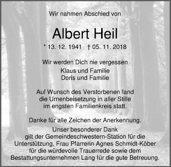 Traueranzeige von Albert Heil von 206 WT - Weilburger Tageblatt (140)