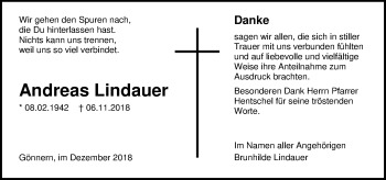 Traueranzeige von Andreas Lindauer von 205 HA - Hinterländer Anzeiger (130)