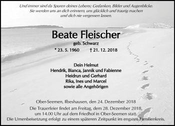 Traueranzeige von Beate Fleischer von VRM Trauer