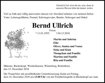 Traueranzeige von Bernd Ullrich von 205 HA - Hinterländer Anzeiger (130)