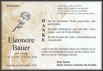 Traueranzeige von Eleonore Bauer von VRM Trauer