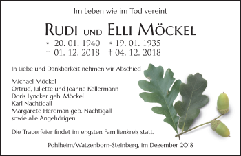 Traueranzeige von Elli Möckel von 560 Gießener Anzeiger