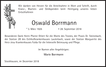 Traueranzeige von Oswald Borrmann von VRM Trauer