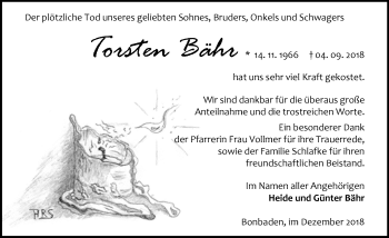 Traueranzeige von Torsten Bähr von 201 WNZ - Wetzlarer Neue Zeitung (110)