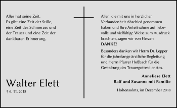 Traueranzeige von Walter Elett von 201 WNZ - Wetzlarer Neue Zeitung (110)