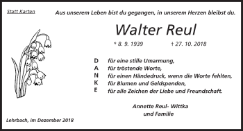 Traueranzeige von Walter Reul von VRM Trauer