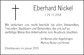 Traueranzeige von Eberhard Nickel von 202 Dill Block (120)