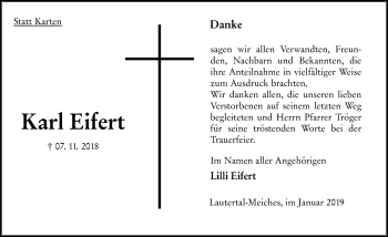 Traueranzeige von Karl Eifert von VRM Trauer