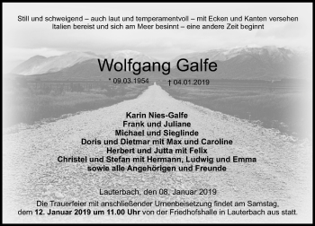 Traueranzeige von Wolfgang Galfe von VRM Trauer