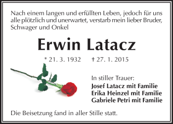 Traueranzeige von Erwin Latacz von Echo-Zeitungen (Gesamtausgabe)