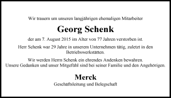 Traueranzeige von Georg Schenk von trauer.echo-online.de