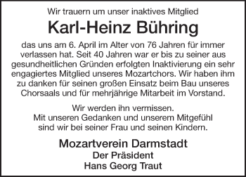 Traueranzeige von Karl-Heinz Bühring von Echo-Zeitungen (Gesamtausgabe)