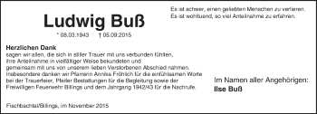 Traueranzeige von Ludwig Buß von trauer.echo-online.de