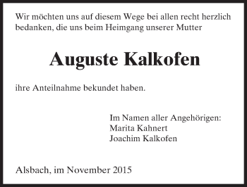 Traueranzeige von Auguste Kalkofen von trauer.echo-online.de