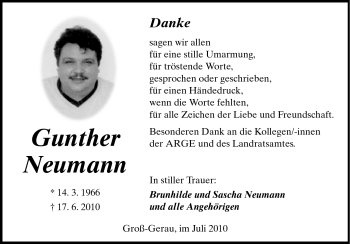 Traueranzeige von Gunther Neumann von Rüsselsheimer Echo, Groß-Gerauer-Echo, Ried Echo