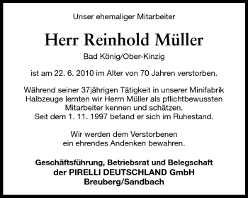 Traueranzeige von Reinghold Müller von Echo-Zeitungen (Gesamtausgabe)