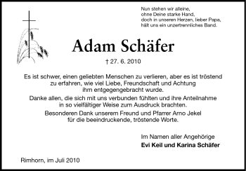 Traueranzeige von Adam Schäfer von Echo-Zeitungen (Gesamtausgabe)