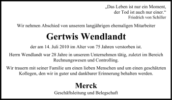 Traueranzeige von Gertwis Wendtland von Echo-Zeitungen (Gesamtausgabe)