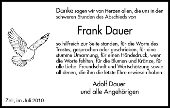 Traueranzeige von Frank Dauer von Odenwälder Echo