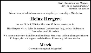 Traueranzeige von Heinz Hergert von Echo-Zeitungen (Gesamtausgabe)
