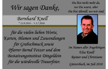 Traueranzeige von Bernhard Knell von Odenwälder Echo