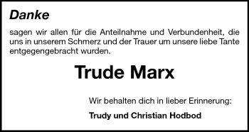 Traueranzeige von Trude Marx von Echo-Zeitungen (Gesamtausgabe)