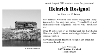 Traueranzeige von Heinrich Rosignol von Echo-Zeitungen (Gesamtausgabe)