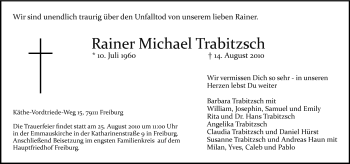 Traueranzeige von Rainer Michael Trabitzsch von Echo-Zeitungen (Gesamtausgabe)