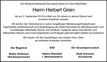 Traueranzeige von Herbert Grein von Echo-Zeitungen (Gesamtausgabe)
